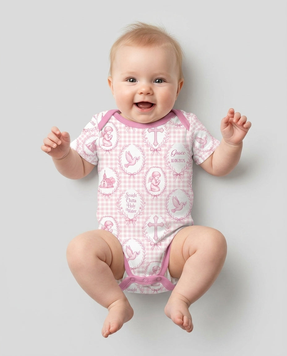 Custom Name Baptism Straight Outta Holy Water Bamboo Bodysuit