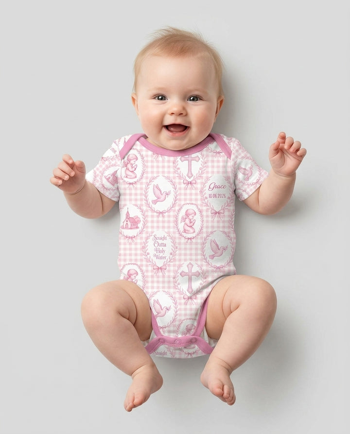 Custom Name Baptism Straight Outta Holy Water Bamboo Bodysuit