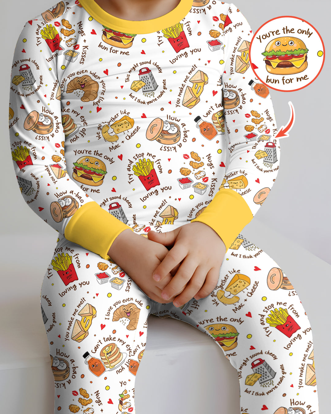 Food Puns Love Bamboo Two Piece Long Sleeve Pajama Set