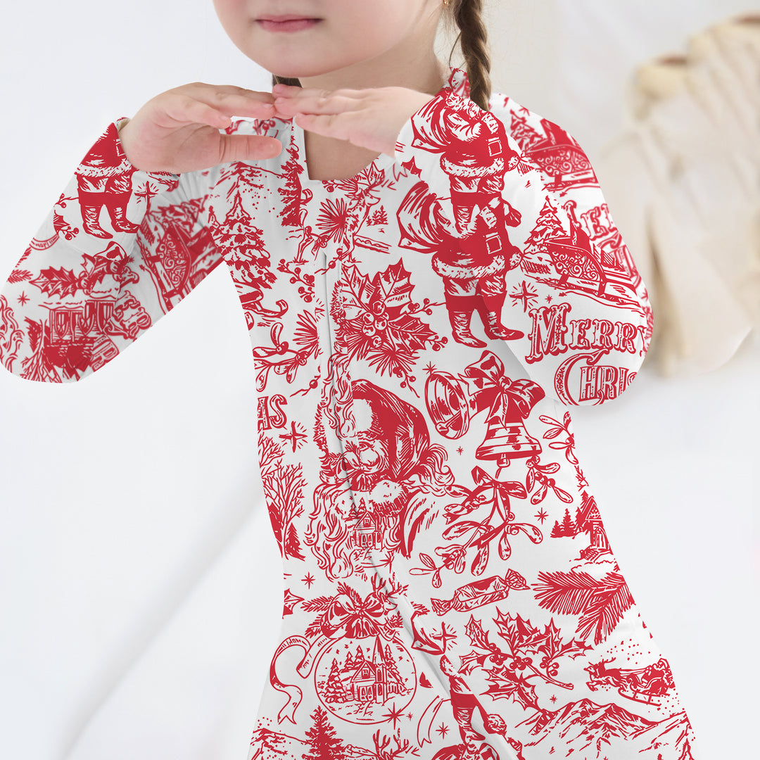 Family Christmas Chinoiserie Pajama Convertible Zippy