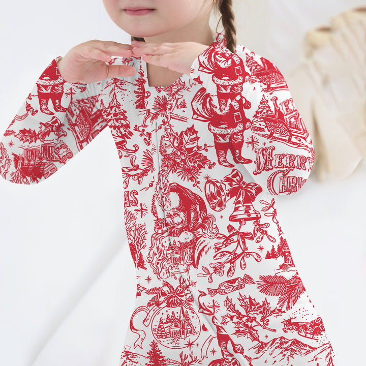Family Christmas Chinoiserie Pajama Convertible Zippy