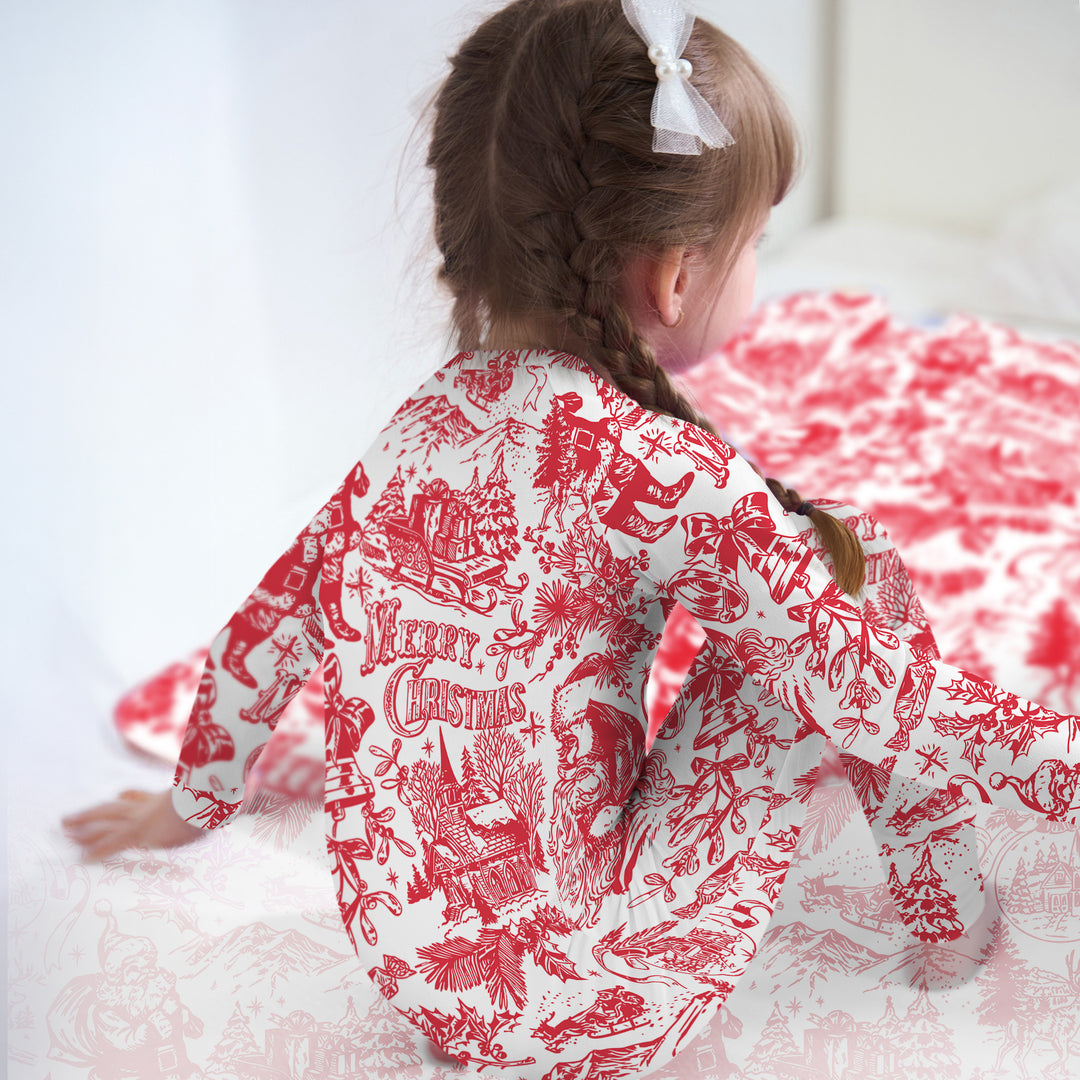 Family Christmas Chinoiserie Pajama Convertible Zippy