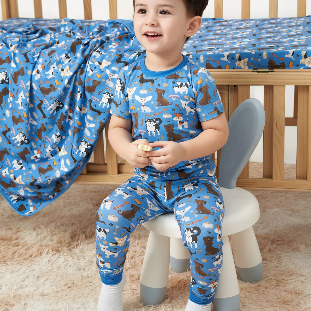 Dapper Dogs Two Piece Short Sleeve Pajama Set - Zumbamboo