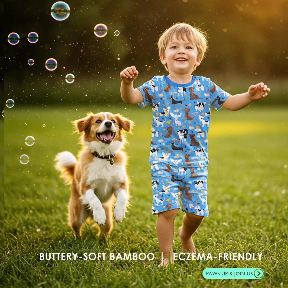 Dapper Dogs Two Piece Short Sleeve Shorts Pajama Set - Zumbamboo