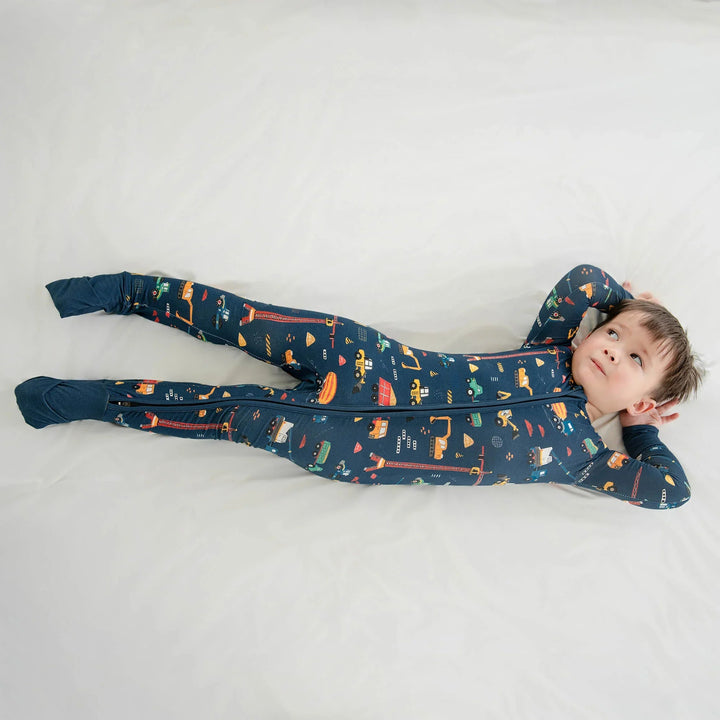 Dark Slate Gray Construction Convertible Zippered Romper - Zumbamboo