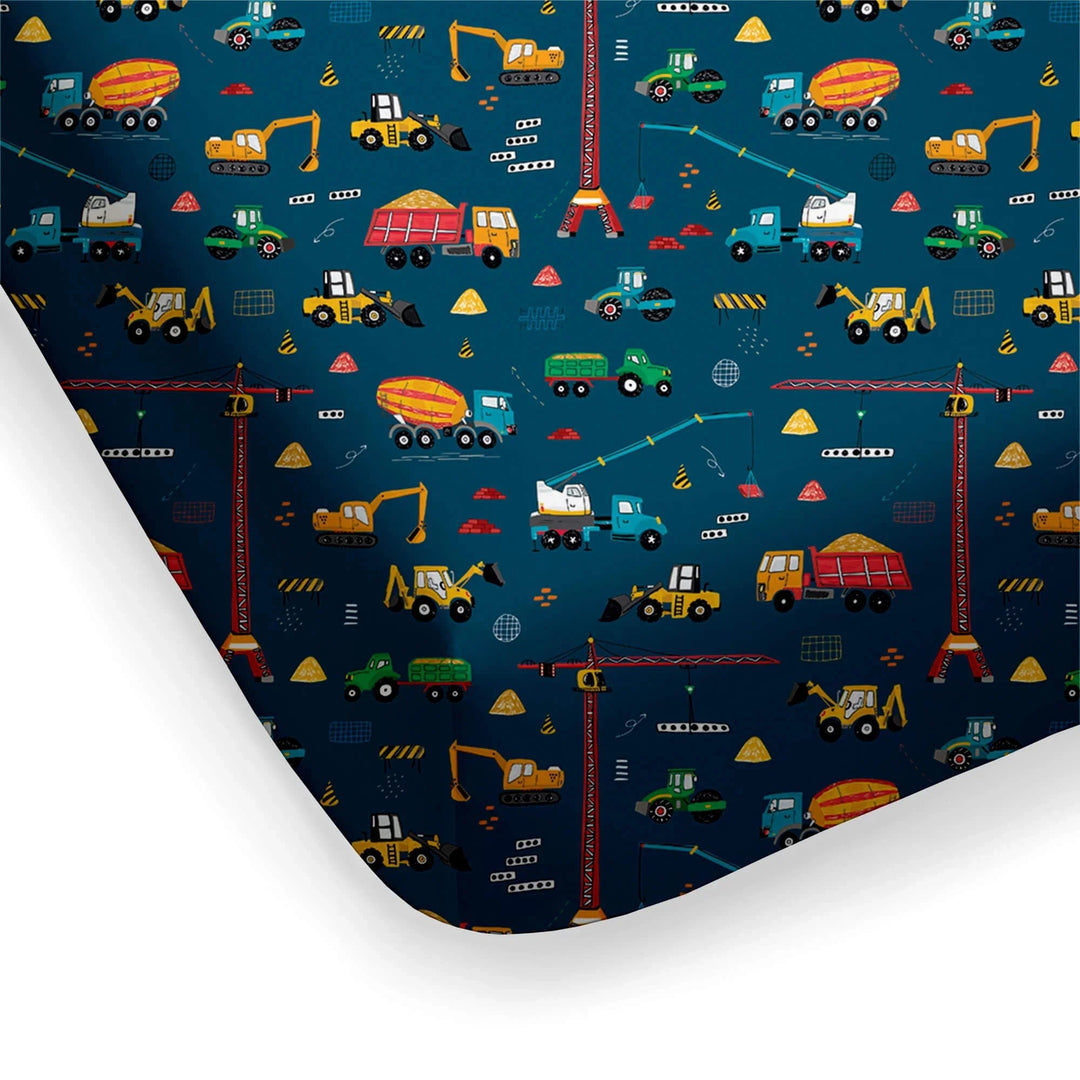 Dark Slate Gray Construction Fitted Crib Sheet - Zumbamboo