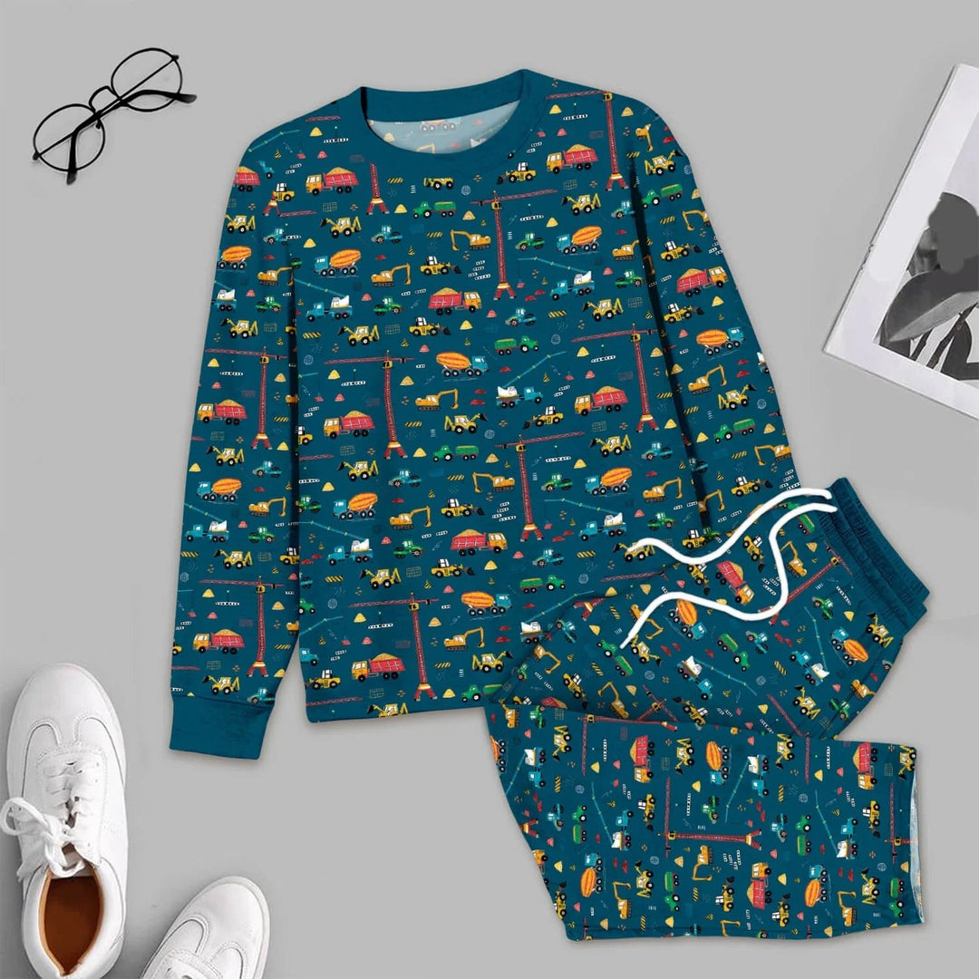 Dark Slate Gray Construction Men's Pajama Set - Zumbamboo