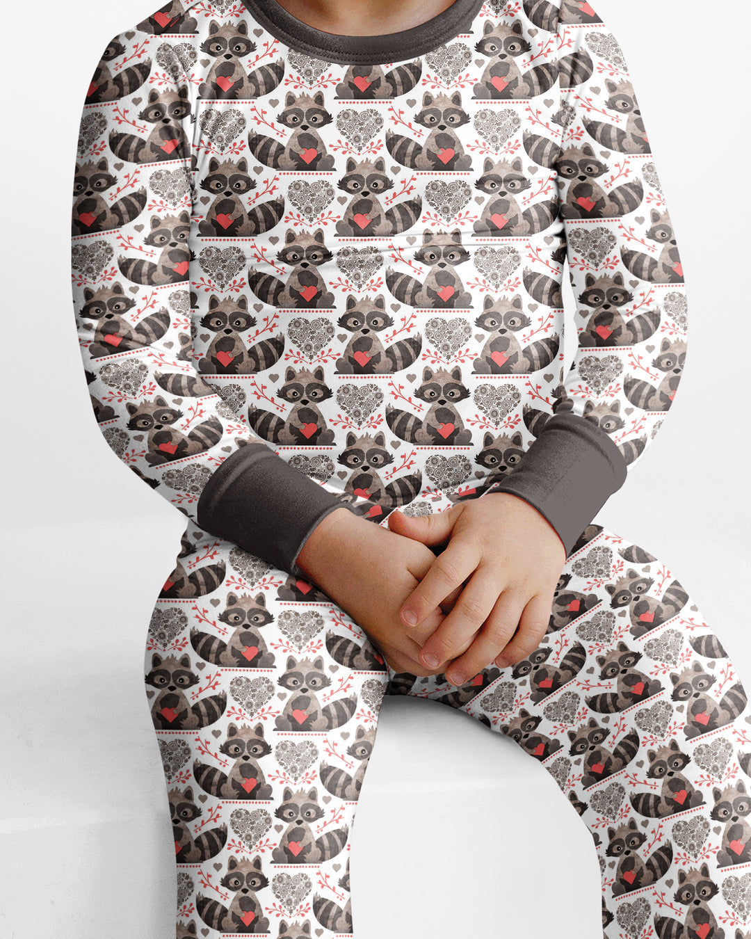Valentine Raccoon Bamboo Two Piece Long Sleeve Pajama Set
