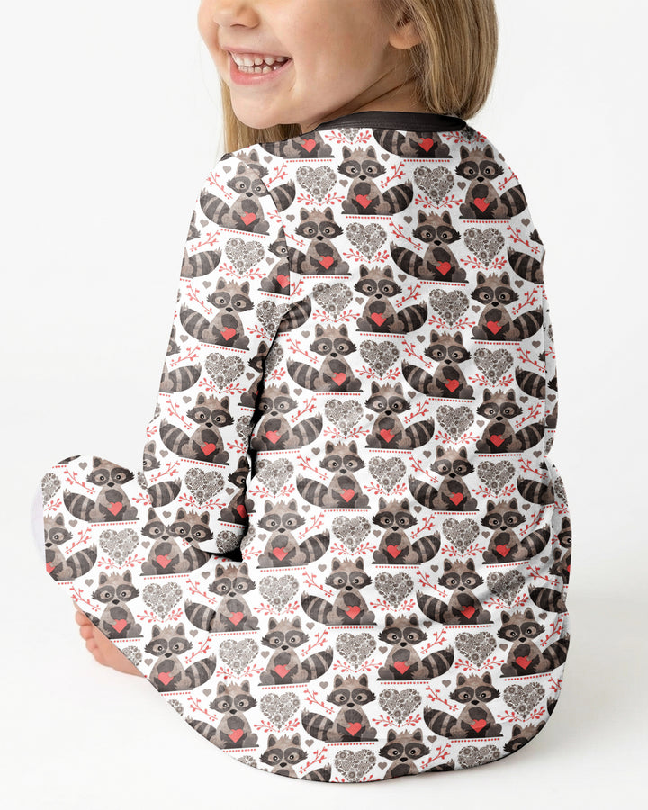 Valentine Raccoon Bamboo Two Piece Long Sleeve Pajama Set