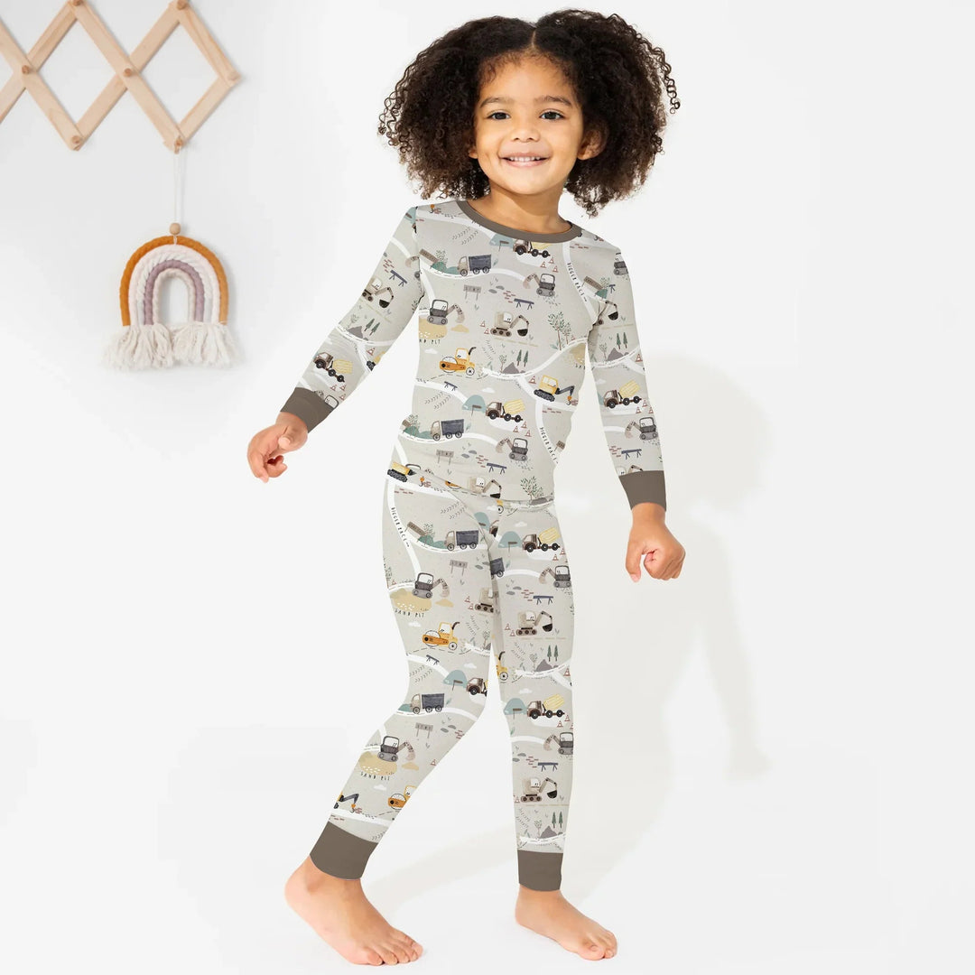 Diggers Route Map Two Piece Long Sleeve Pajama Set - Zumbamboo