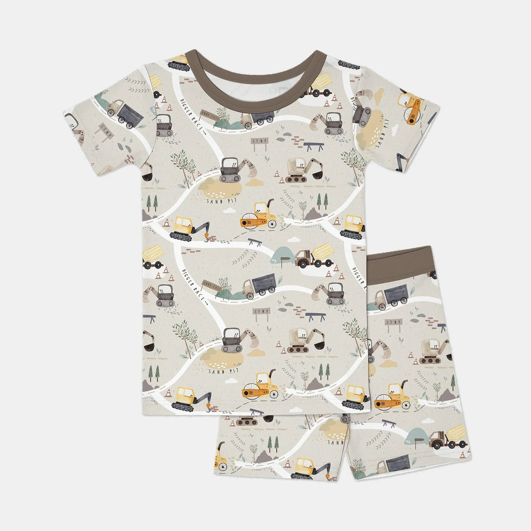 Diggers Route Map Two Piece Short Sleeve Shorts Pajama Set - Zumbamboo