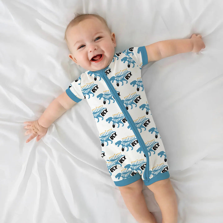 Dinosaur Hanukkah Boy Shorty Zippy , Dinosaur Hanukkah Boy Shorty Zippy - 0-3M