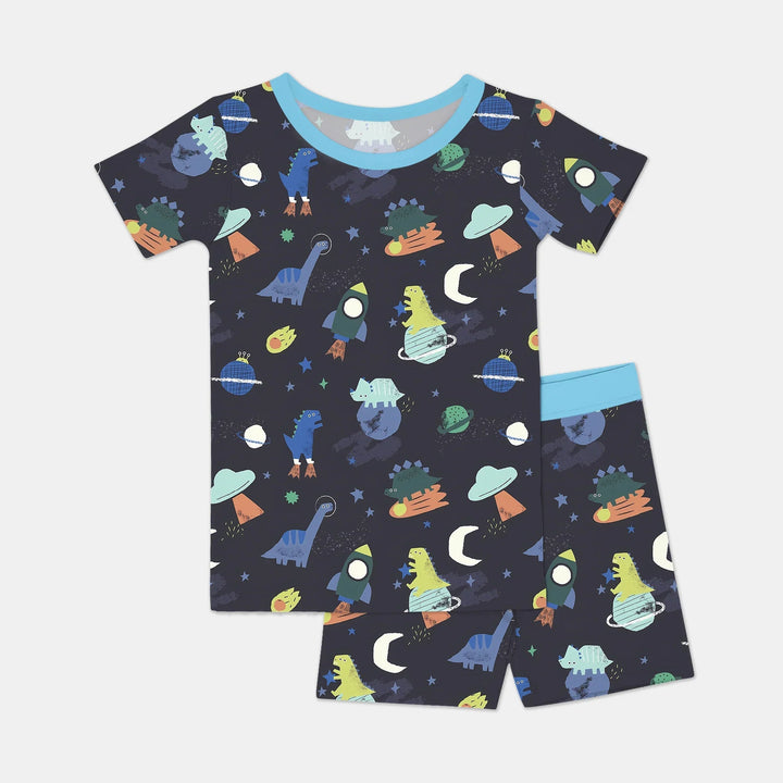 Dinosaurs Astronauts Short Sleeve Shorts Pajama Set , Dinosaurs Astronauts Short Sleeve Shorts Pajama Set - 12-18M