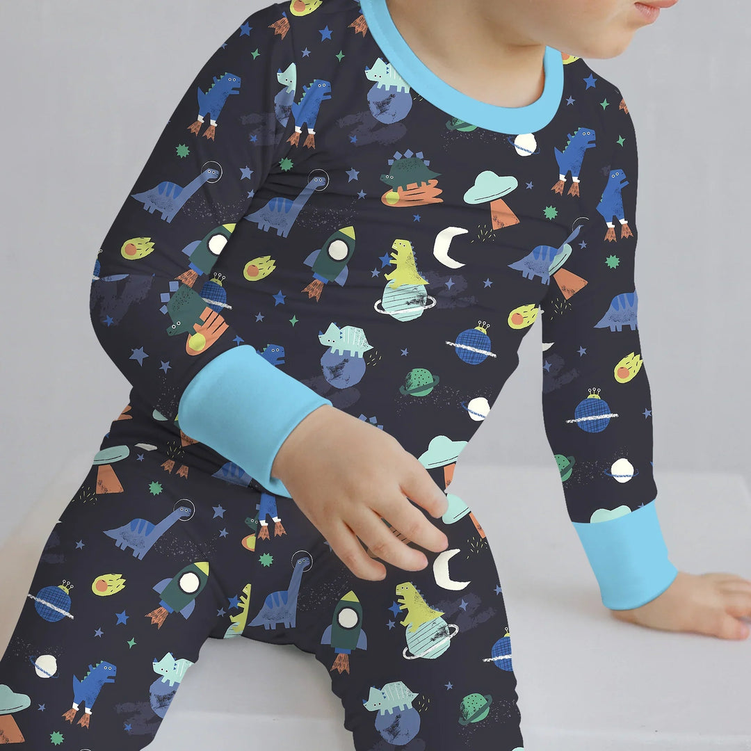 Dinosaurs Astronauts Two Piece Long Sleeve Pajama Set , Dinosaurs Astronauts Two Piece Long Sleeve Pajama Set - 12-18M