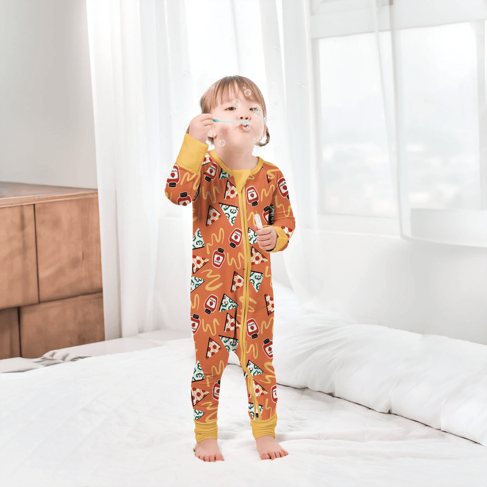 Doodle Pizza Convertible Zippered Romper - Zumbamboo