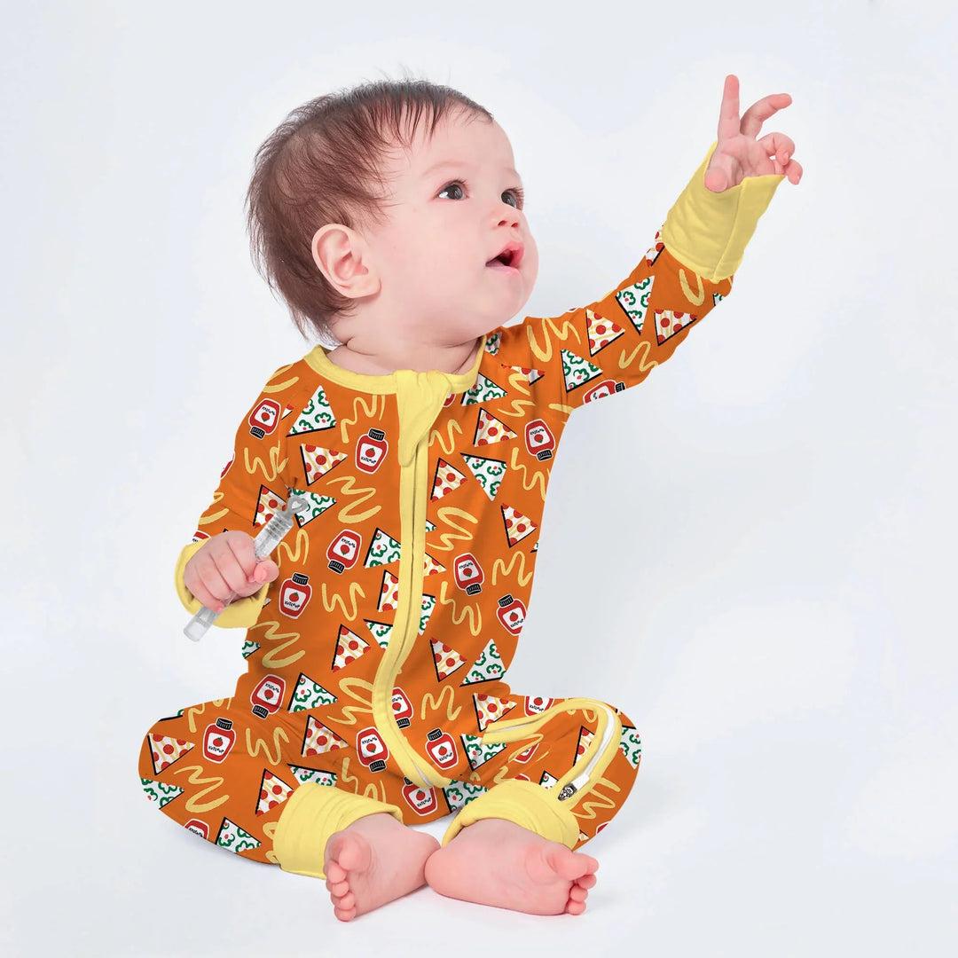 Doodle Pizza Convertible Zippered Romper - Zumbamboo