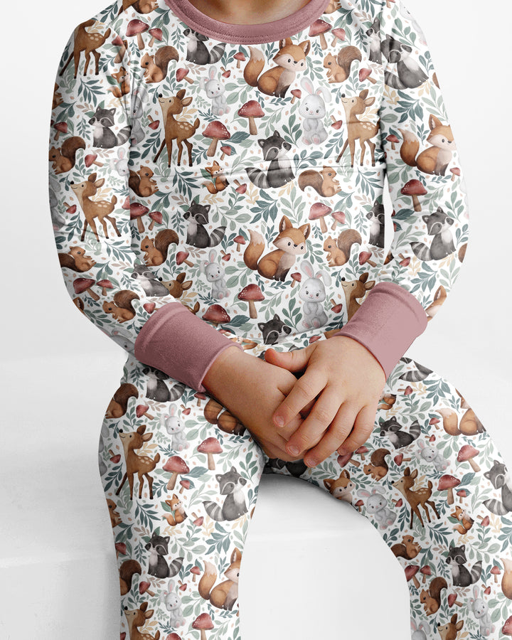 Whimsical Woodland Friends Bamboo Two Piece Long Sleeve Pajama Set