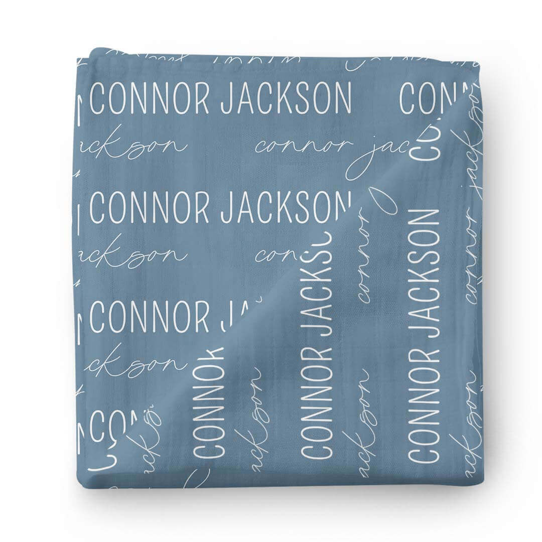 Personalized Baby Name Swaddle Blanket Block & Script