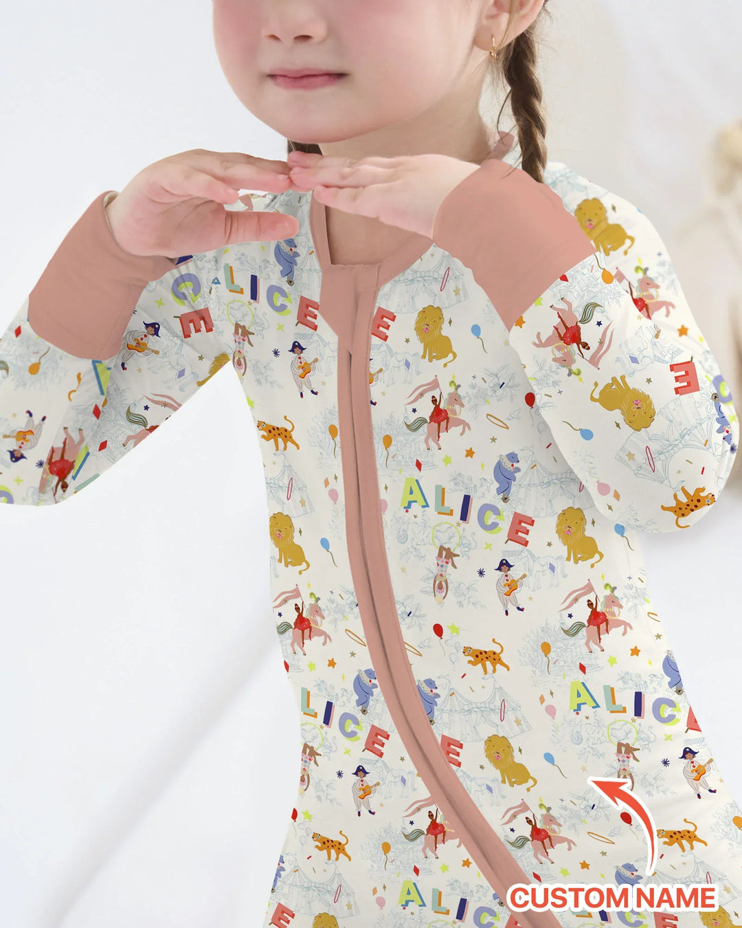 Custom Name Circus Toile Bamboo Convertible Zippy