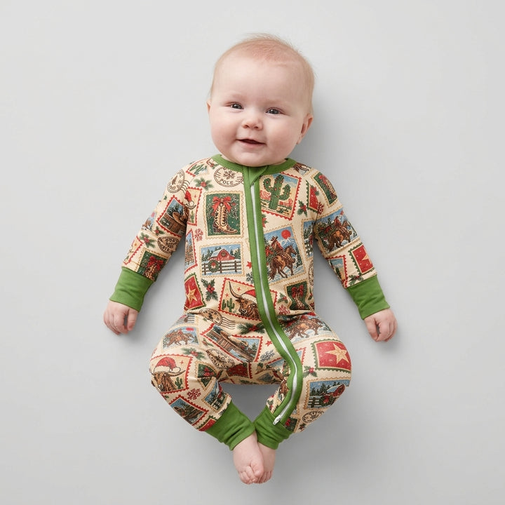 Western Christmas Stamps Bamboo Convertible Zippy