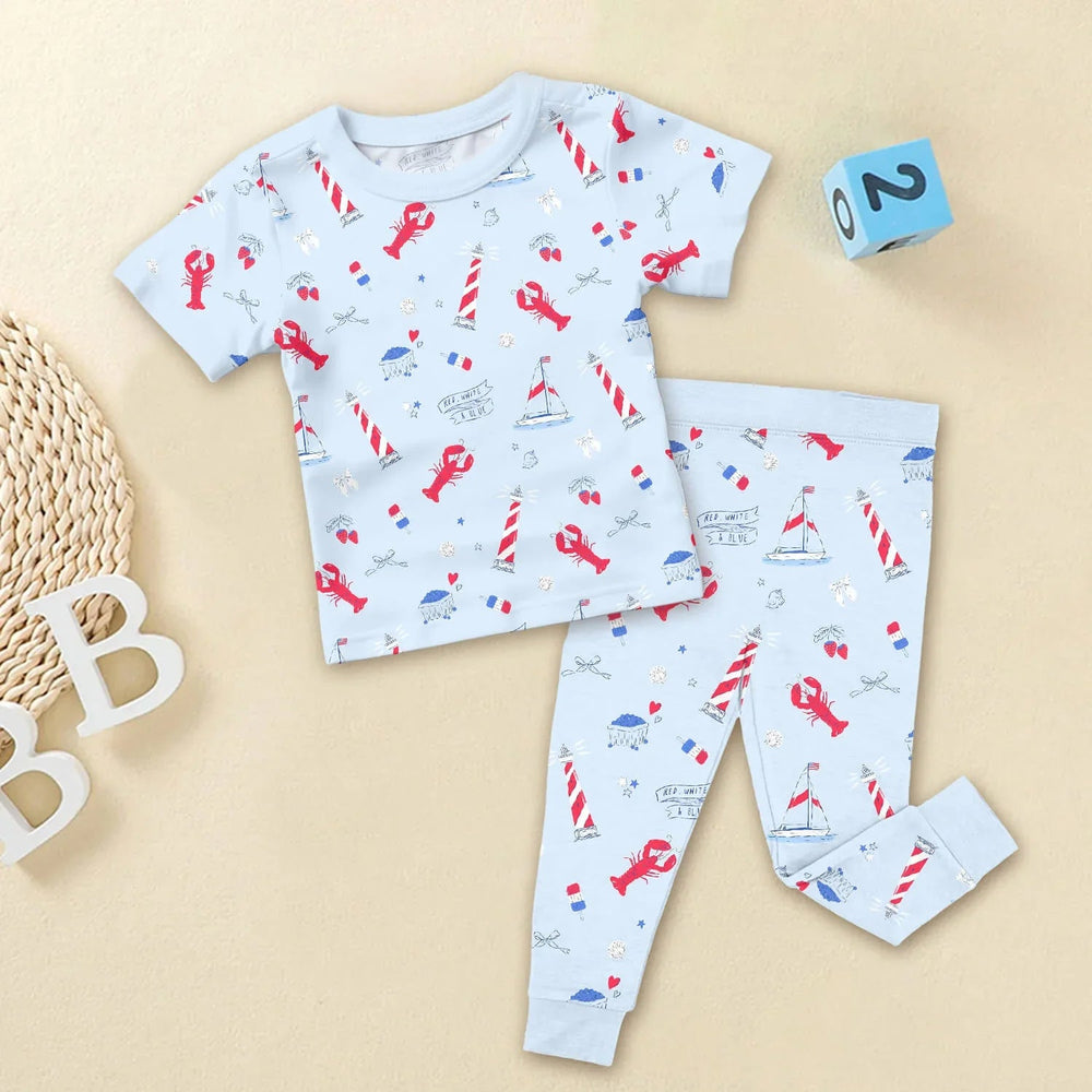 East Coast Two Piece Short Sleeve Pajama Set - Zumbamboo