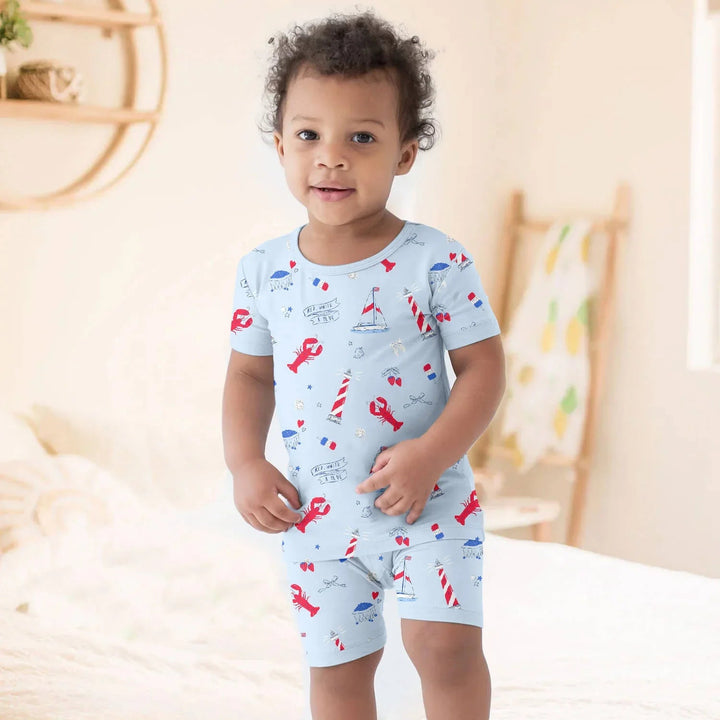 East Coast Two Piece Short Sleeve Shorts Pajama Set - Zumbamboo