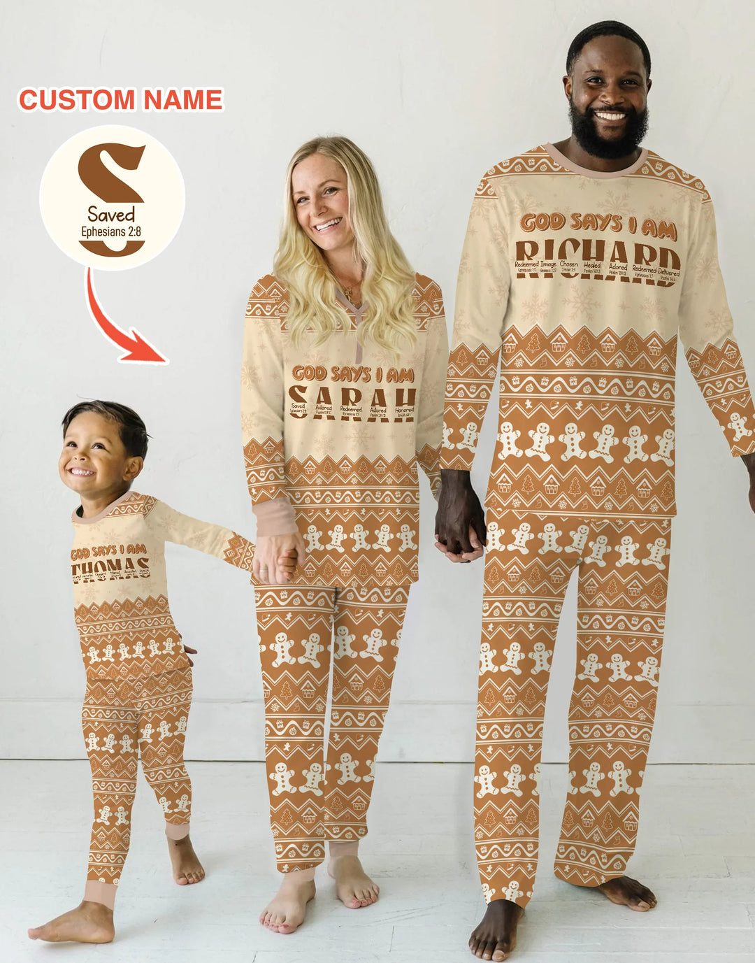 Personalized Ginger Bread God Says I Am Men's Pajama Set , Personalized Ginger Bread God Says I Am Men's Pajama Set - Only Shirt / XS / Chocolate Brown