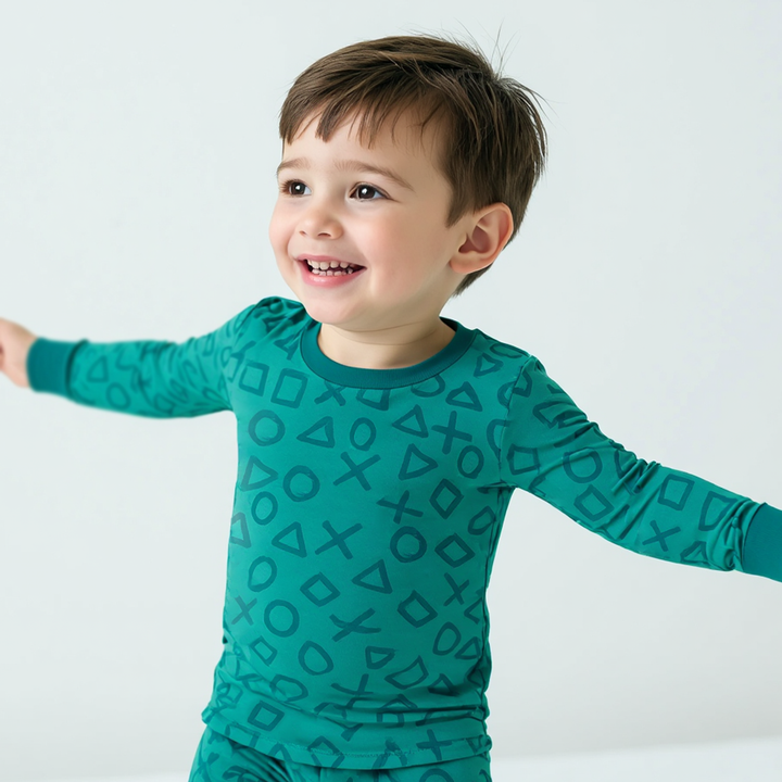 XOXO Shapes Two Piece Long Sleeve Pajama Set Boy Version
