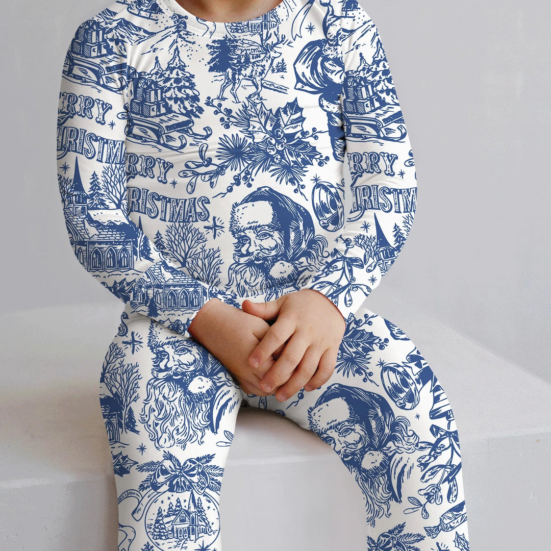Family Christmas Chinoiserie Custom Color Pajama Two Piece Long Sleeve Pajama Set - Zumbamboo
