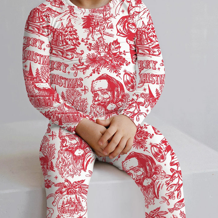 Family Christmas Chinoiserie Custom Color Pajama Two Piece Long Sleeve Pajama Set - Zumbamboo