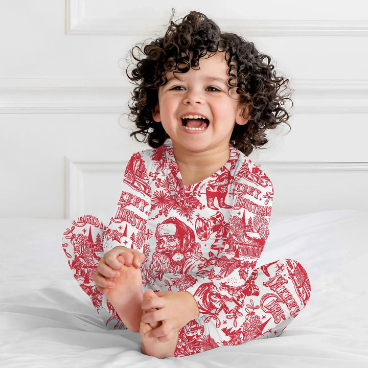 Family Christmas Chinoiserie Custom Color Pajama Two Piece Long Sleeve Pajama Set - Zumbamboo