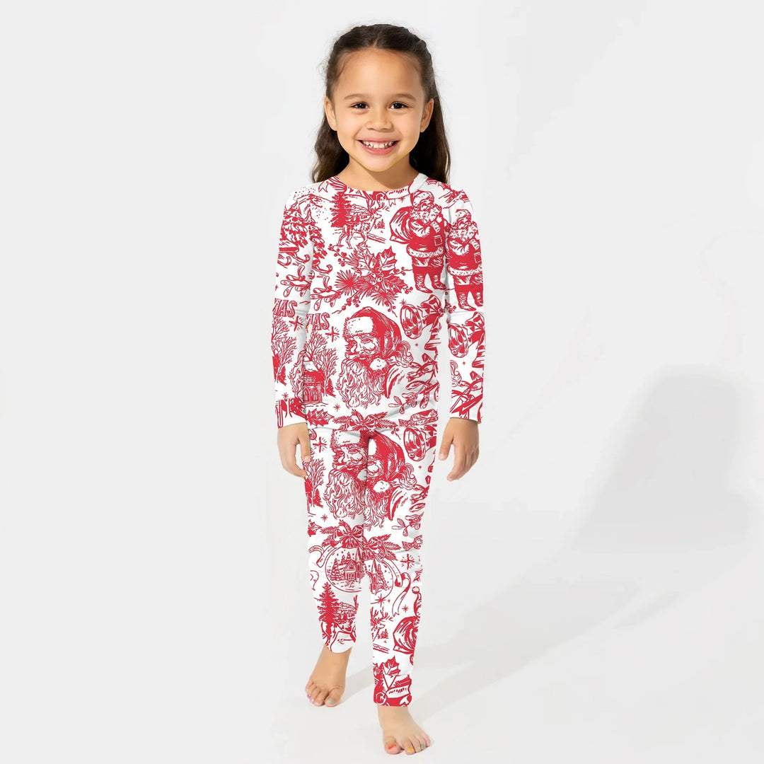 Family Christmas Chinoiserie Custom Color Pajama Two Piece Long Sleeve Pajama Set - Zumbamboo