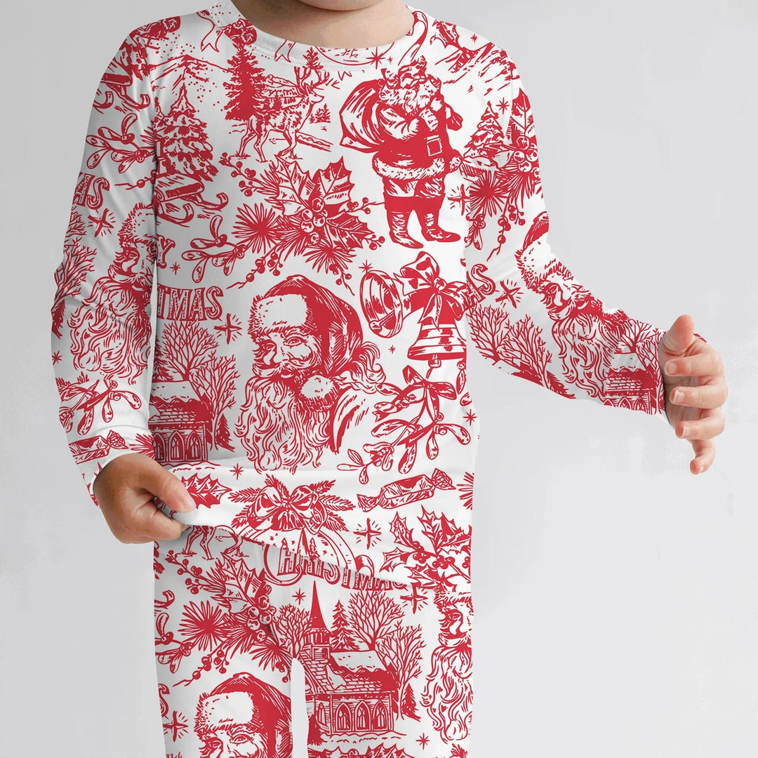 Family Christmas Chinoiserie Custom Color Pajama Two Piece Long Sleeve Pajama Set - Zumbamboo