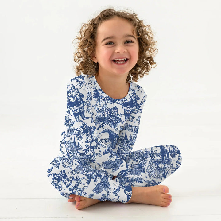 Family Christmas Chinoiserie Custom Color Pajama Two Piece Long Sleeve Pajama Set - Zumbamboo
