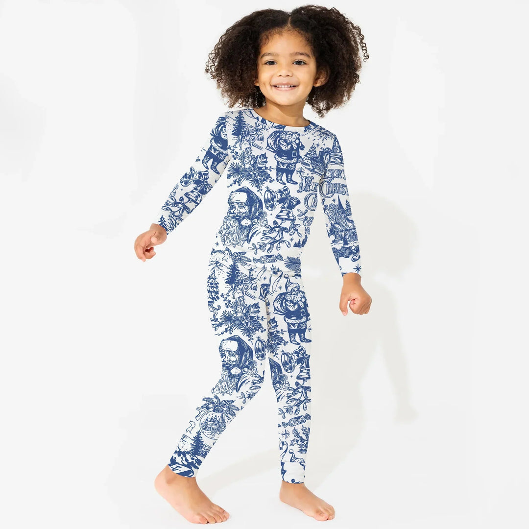 Family Christmas Chinoiserie Custom Color Pajama Two Piece Long Sleeve Pajama Set - Zumbamboo