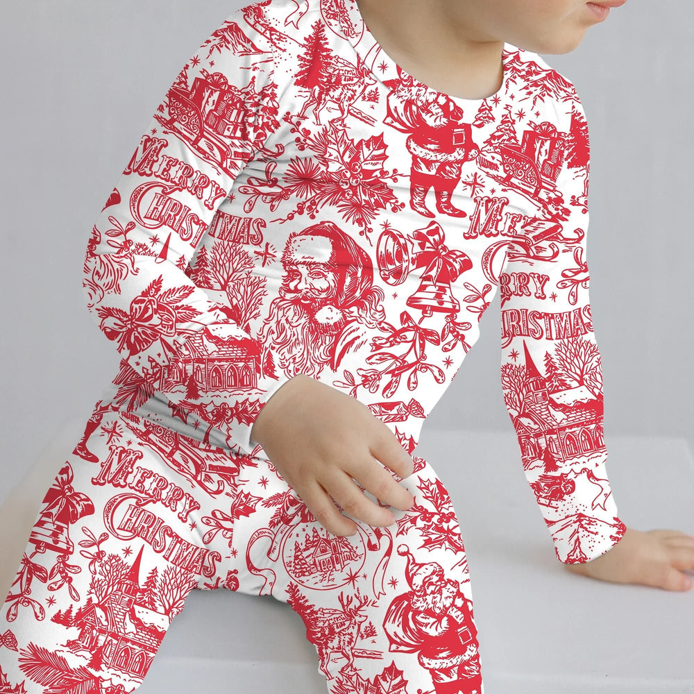 Family Christmas Chinoiserie Custom Color Pajama Two Piece Long Sleeve Pajama Set - Zumbamboo