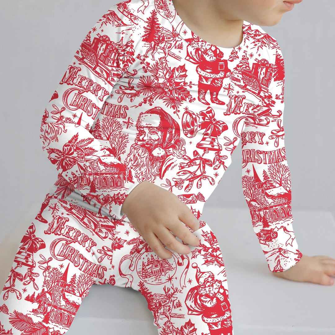 Family Christmas Chinoiserie Custom Color Pajama Two Piece Long Sleeve Pajama Set - Zumbamboo