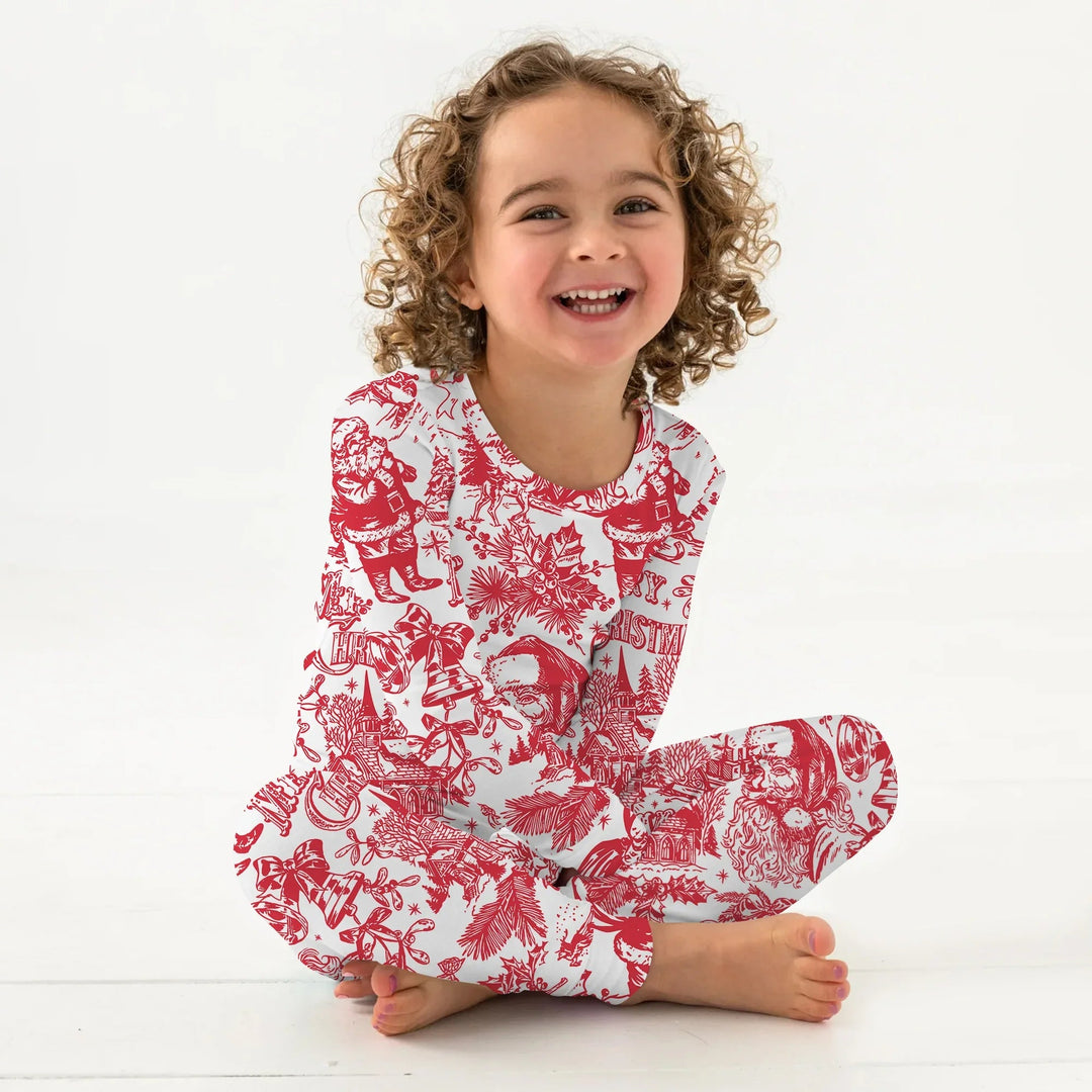 Family Christmas Chinoiserie Custom Color Pajama Two Piece Long Sleeve Pajama Set - Zumbamboo