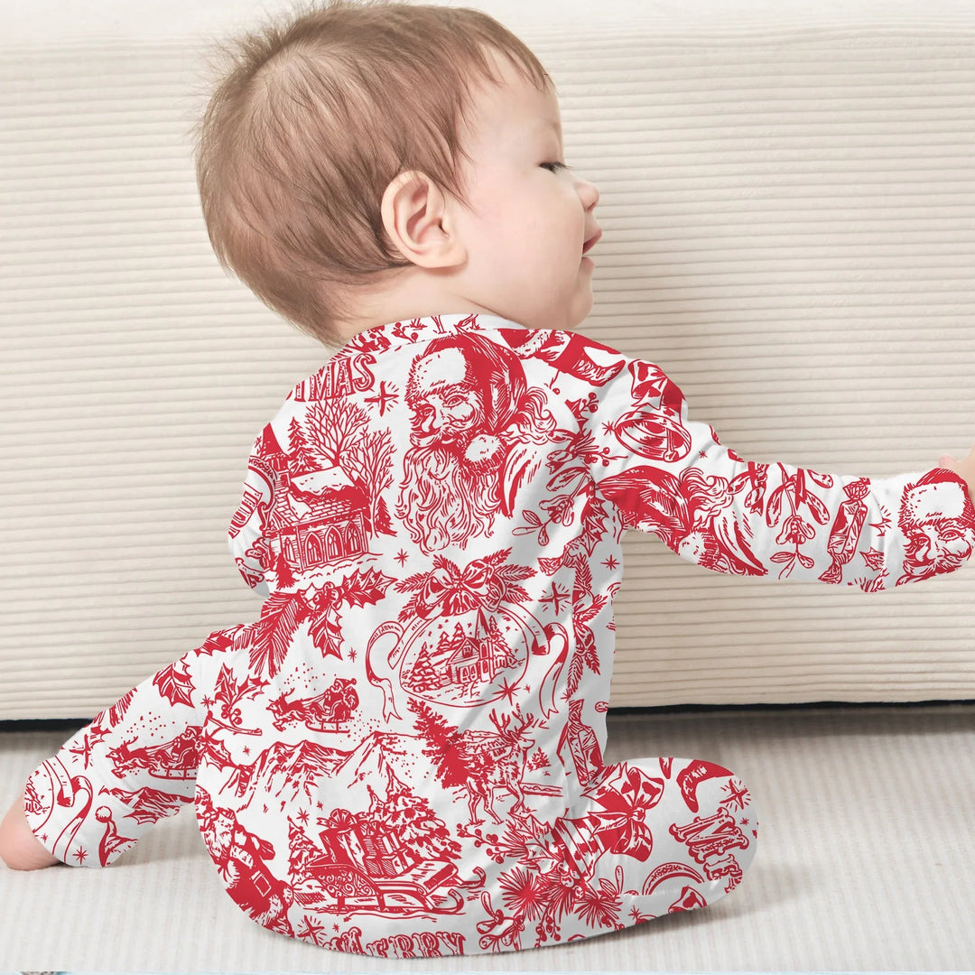 Family Christmas Chinoiserie Pajama Convertible Zippy - Zumbamboo