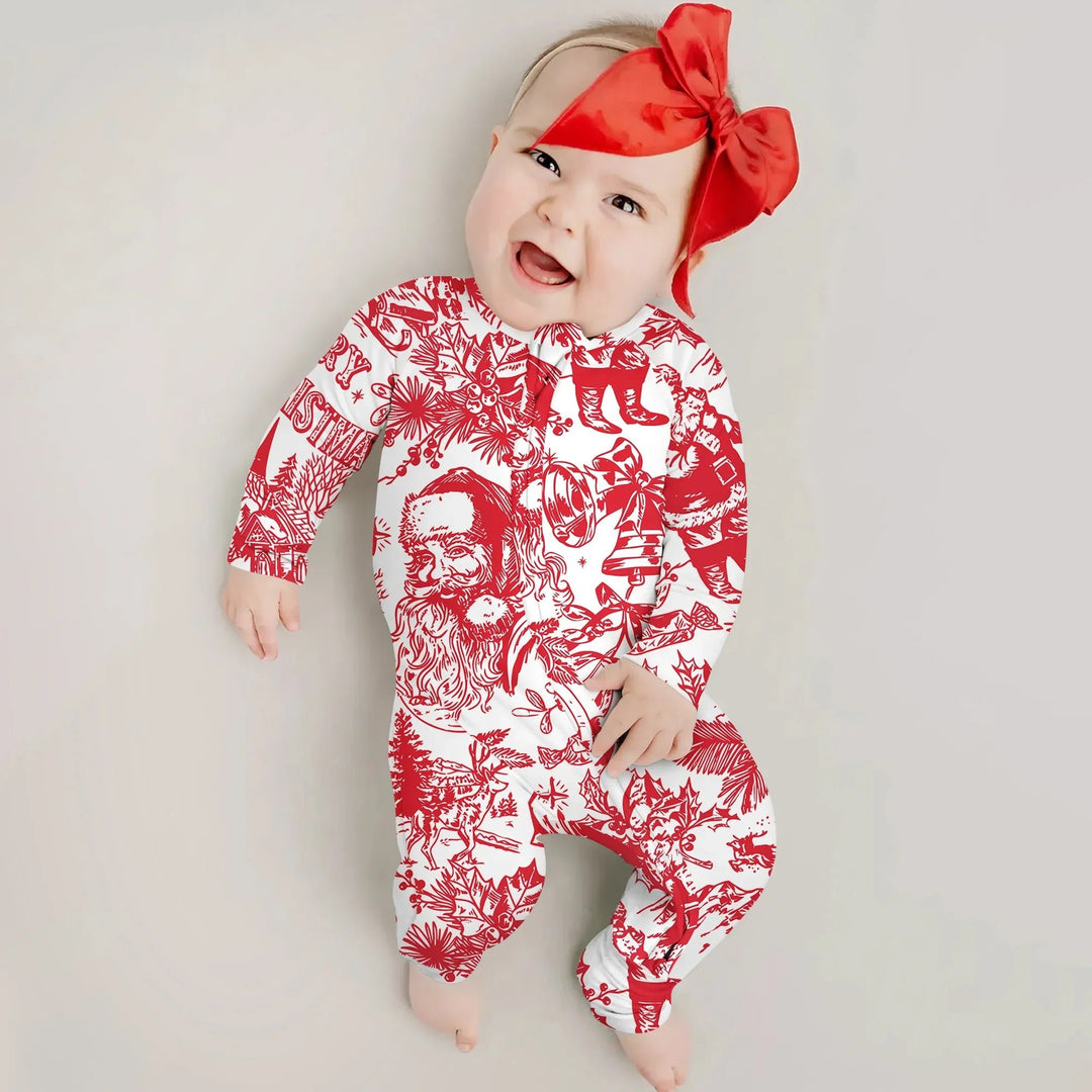 Family Christmas Chinoiserie Pajama Convertible Zippy - Zumbamboo