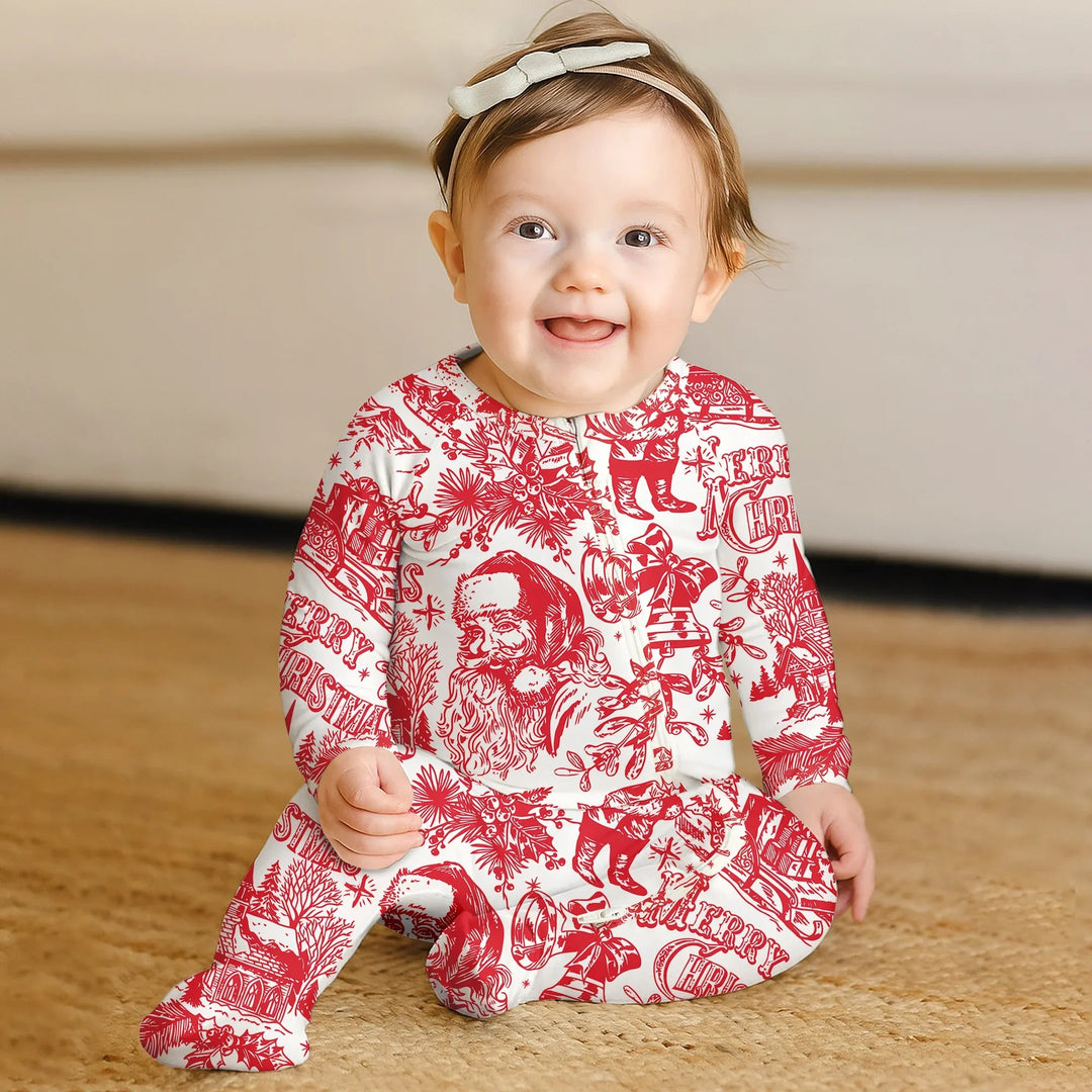 Family Christmas Chinoiserie Pajama Convertible Zippy - Zumbamboo