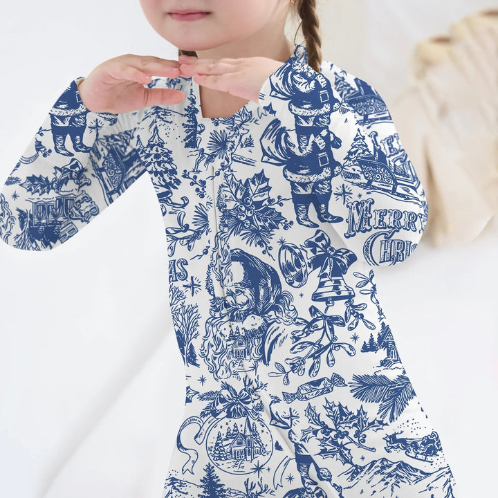 Family Christmas Chinoiserie Pajama Convertible Zippy - Zumbamboo