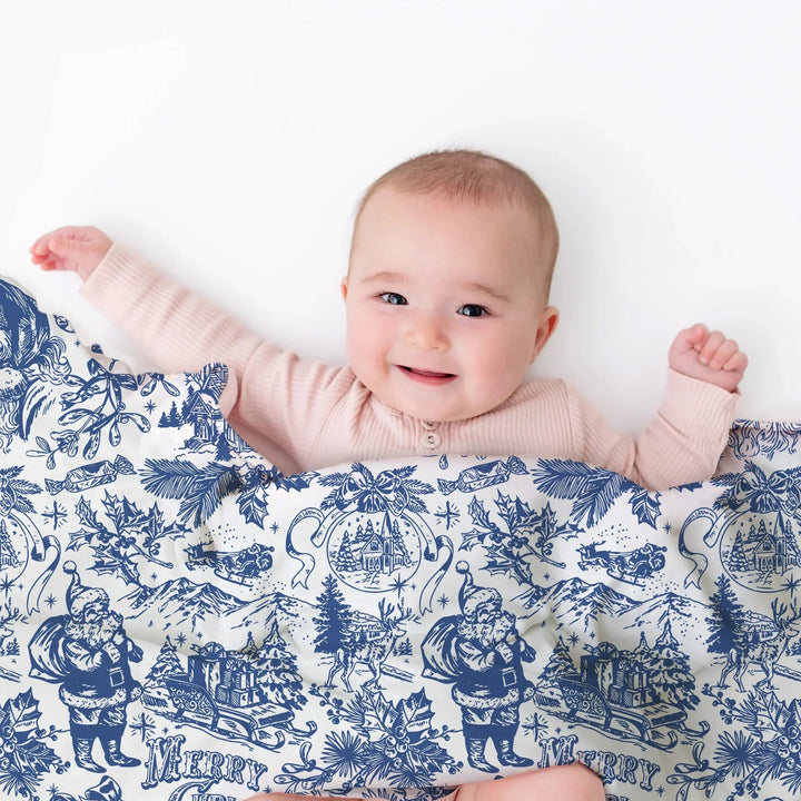 Family Christmas Chinoiserie Pajama Custom Toddler Blanket - Zumbamboo