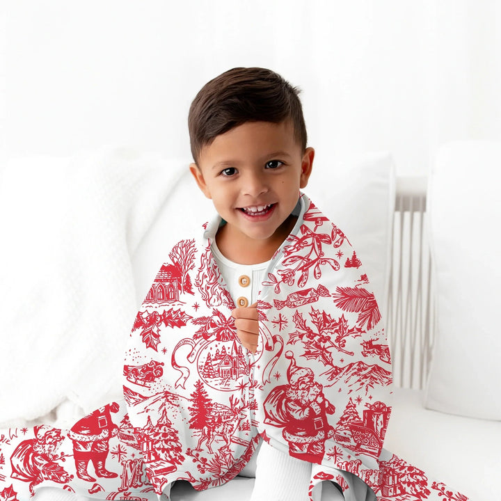Family Christmas Chinoiserie Pajama Custom Toddler Blanket - Zumbamboo