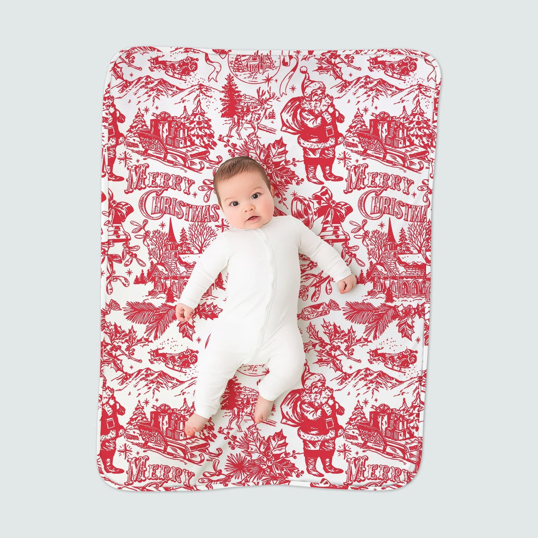 Family Christmas Chinoiserie Pajama Custom Toddler Blanket - Zumbamboo