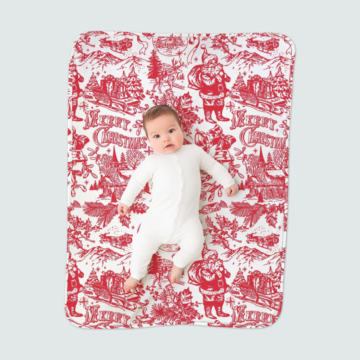 Family Christmas Chinoiserie Pajama Custom Toddler Blanket - Zumbamboo
