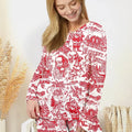 Family Christmas Chinoiserie Pajama Women Pajama Set , Family Christmas Chinoiserie Pajama Women Pajama Set - Only Shirt / S / Blue