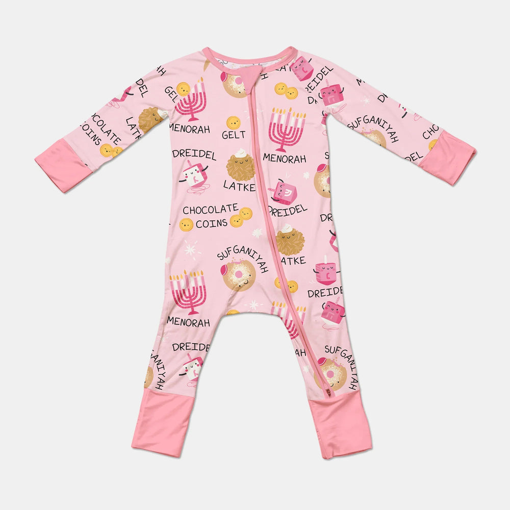Family Hanukkah Matching Convertible Zippy , Family Hanukkah Matching Convertible Zippy - 0-3M / Pink