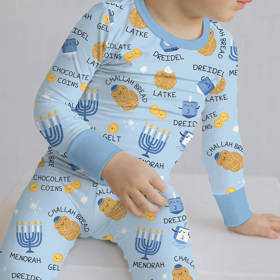 Family Hanukkah Matching Two Piece Long Sleeve Pajama Set - Zumbamboo
