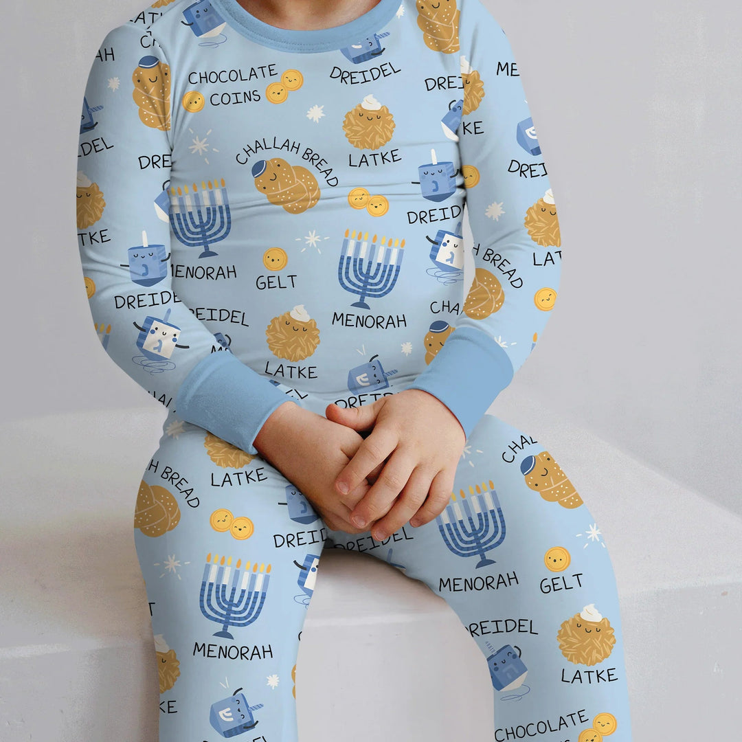 Family Hanukkah Matching Two Piece Long Sleeve Pajama Set - Zumbamboo